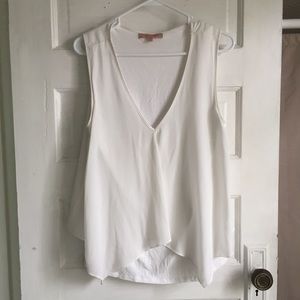 Deep v-neck white double lined top